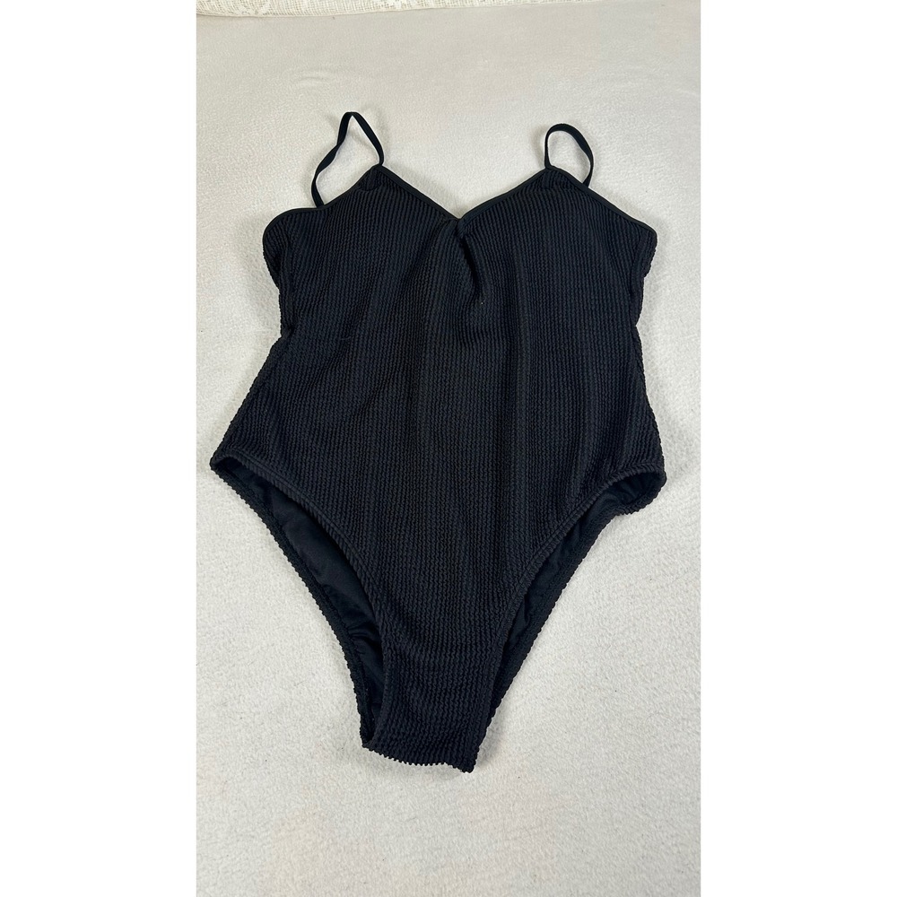 No Boundaries One Piece Swimsuit Womens L Black Textured Summer